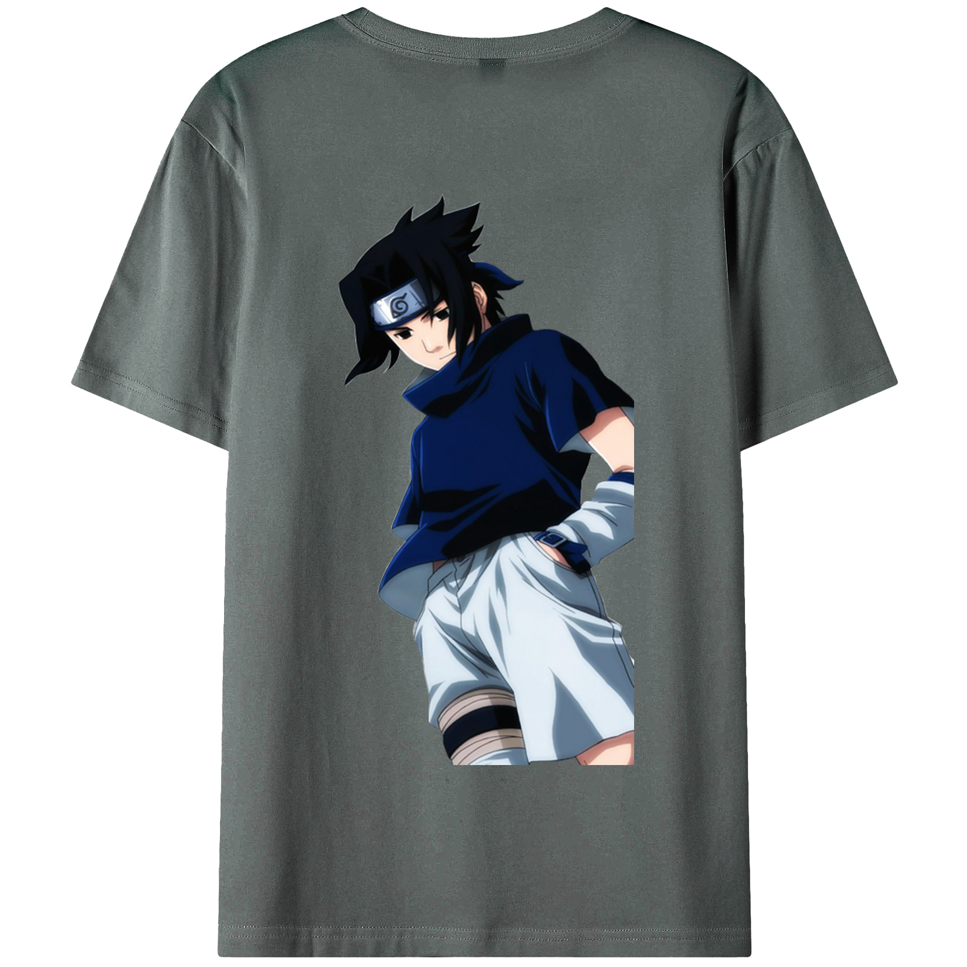 （画像用） NARUTO -ナルト- うちは サスケ Uchiha Sasuke 綿100％半袖Tシャツ（背面プリント）